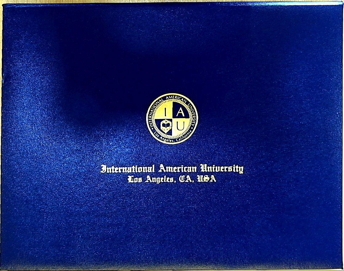 Bìa bằng International American University, Los Angeles, CA, USA